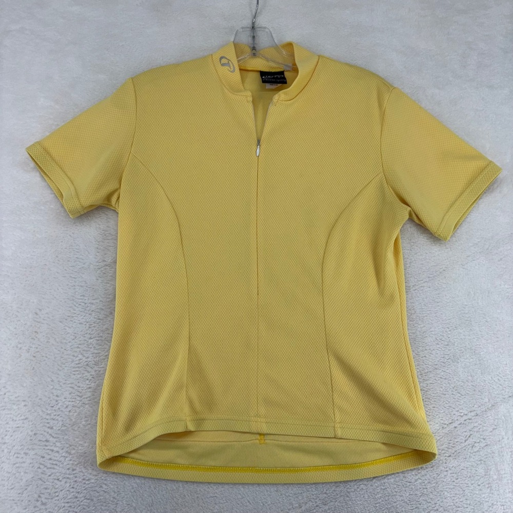 Terry Precision Cycling Jersey Womens Medium Yellow Short Sleeve Quarter Zip USA